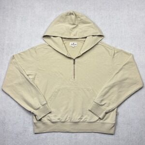 American Giant Mens M Beige Sand Heavyweight Cotton Half‎ Zip Hoodie Sweatshirt
